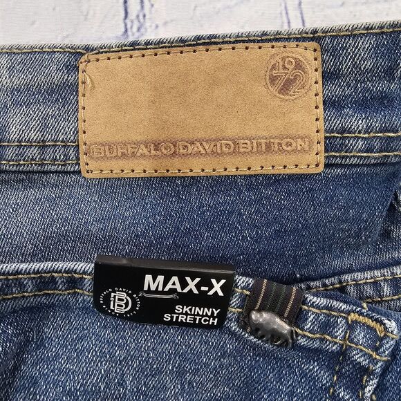 Buffalo David Bitton MENS SIZE 38X32 Max-X Skinny Stretch Jeans Faded Blue Denim - Picture 9 of 15